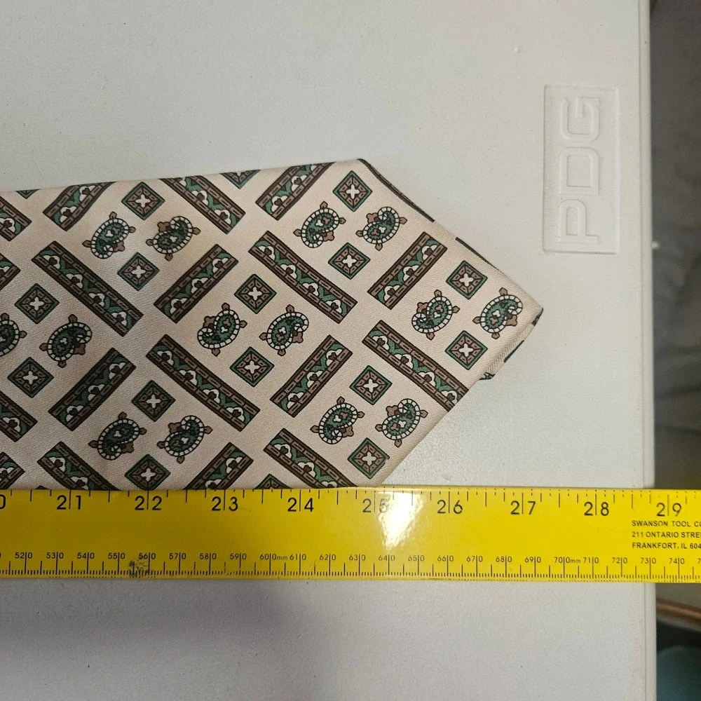Jacques Fath Paris Mens Silk Tie Lot of 3 Vintage Paisley Geometric Chain France
